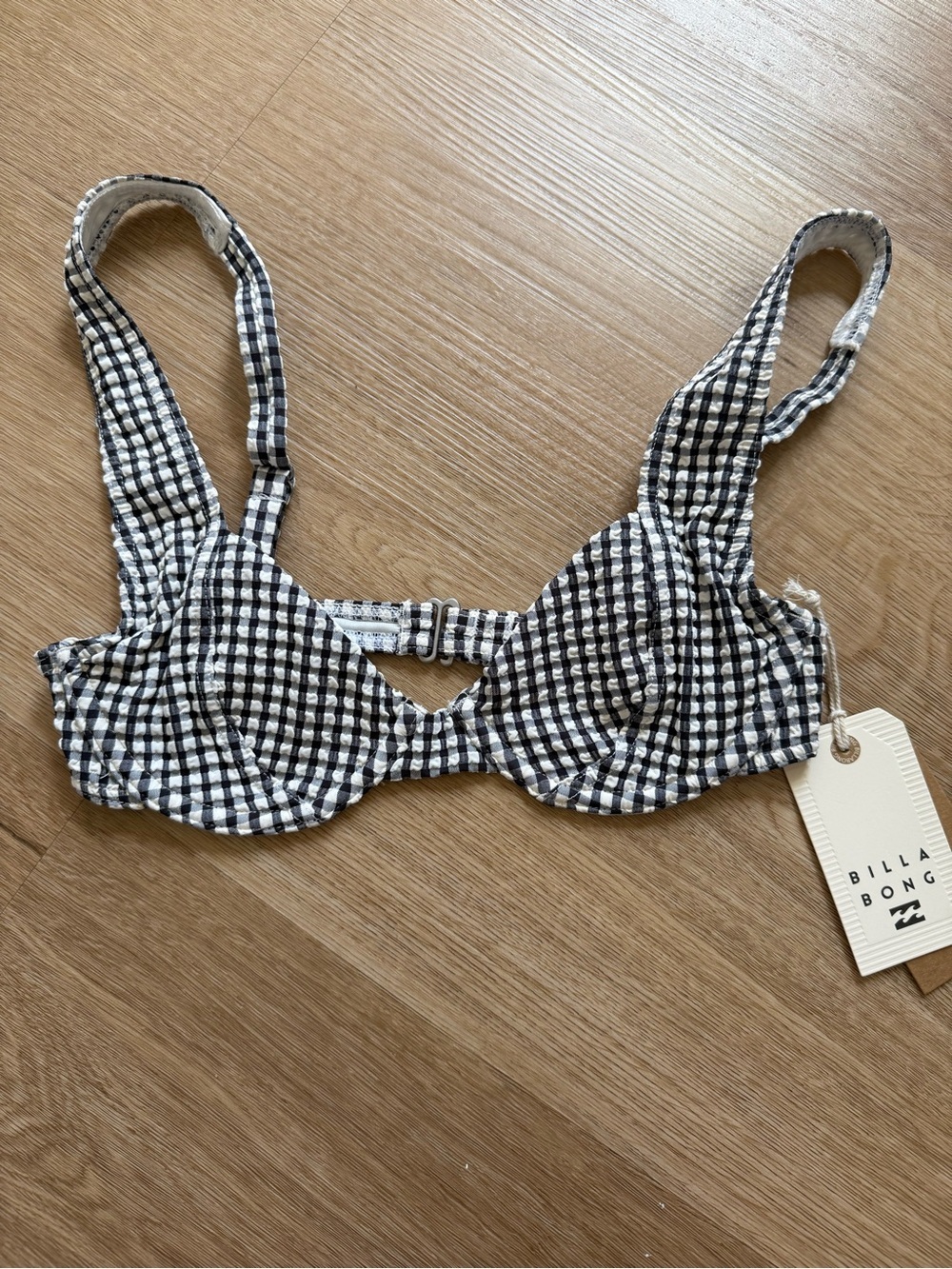Billabong Black and White Gingham Underwire Bikini Top